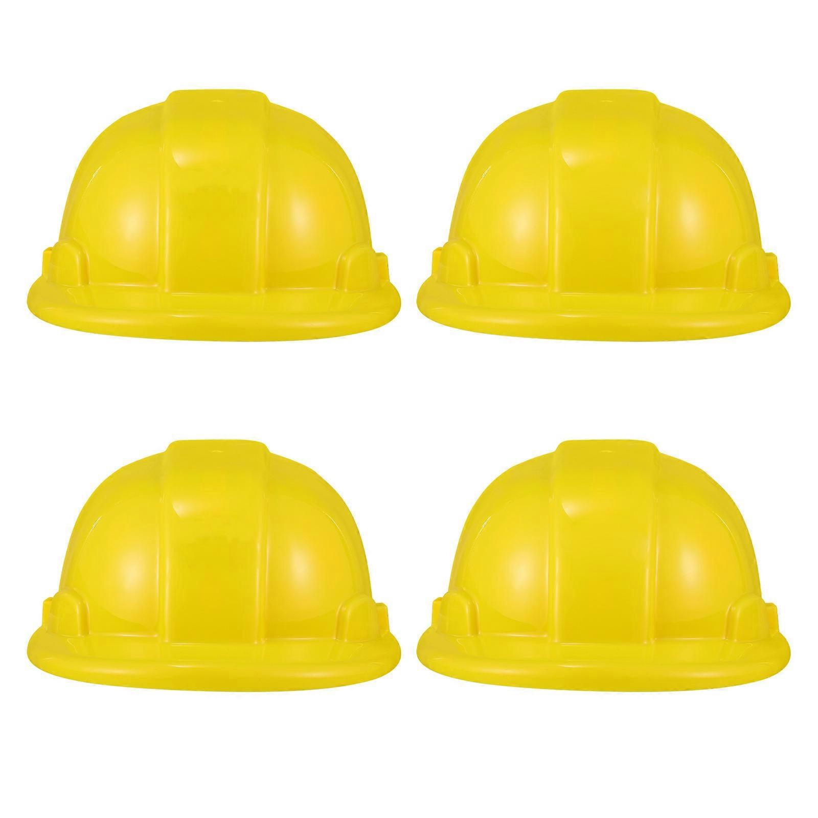Yellow Construction Hat Toy for Kids Play 4Pcs Engineering Caps
