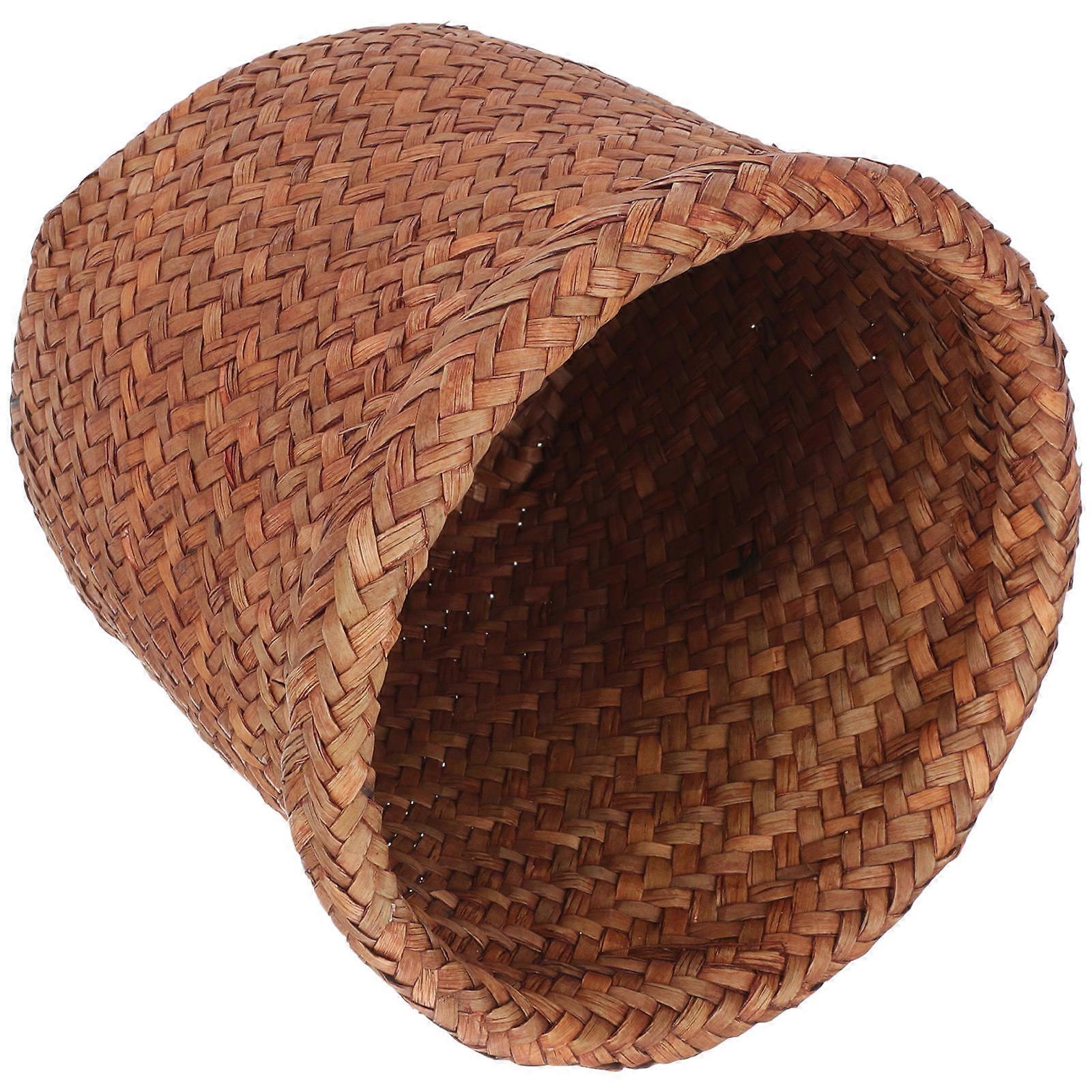 Coffee Woven Trash Basket for Storage Multi-Function Trash Basket