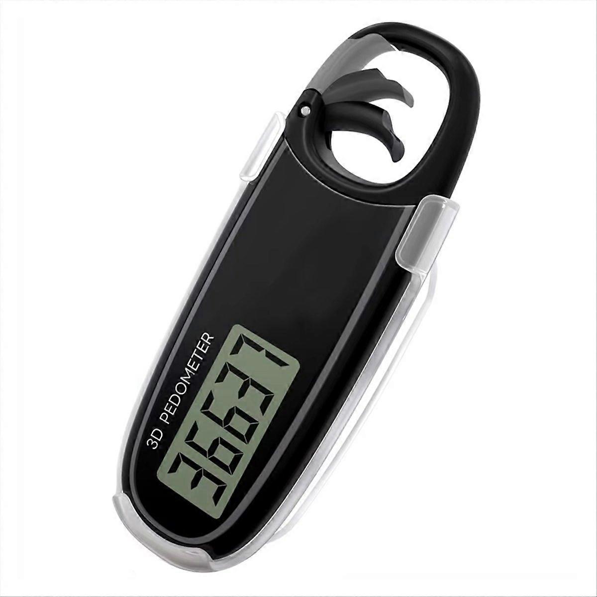3D Pedometer Portable Digital Pedometer Accurate Step Tracker Black