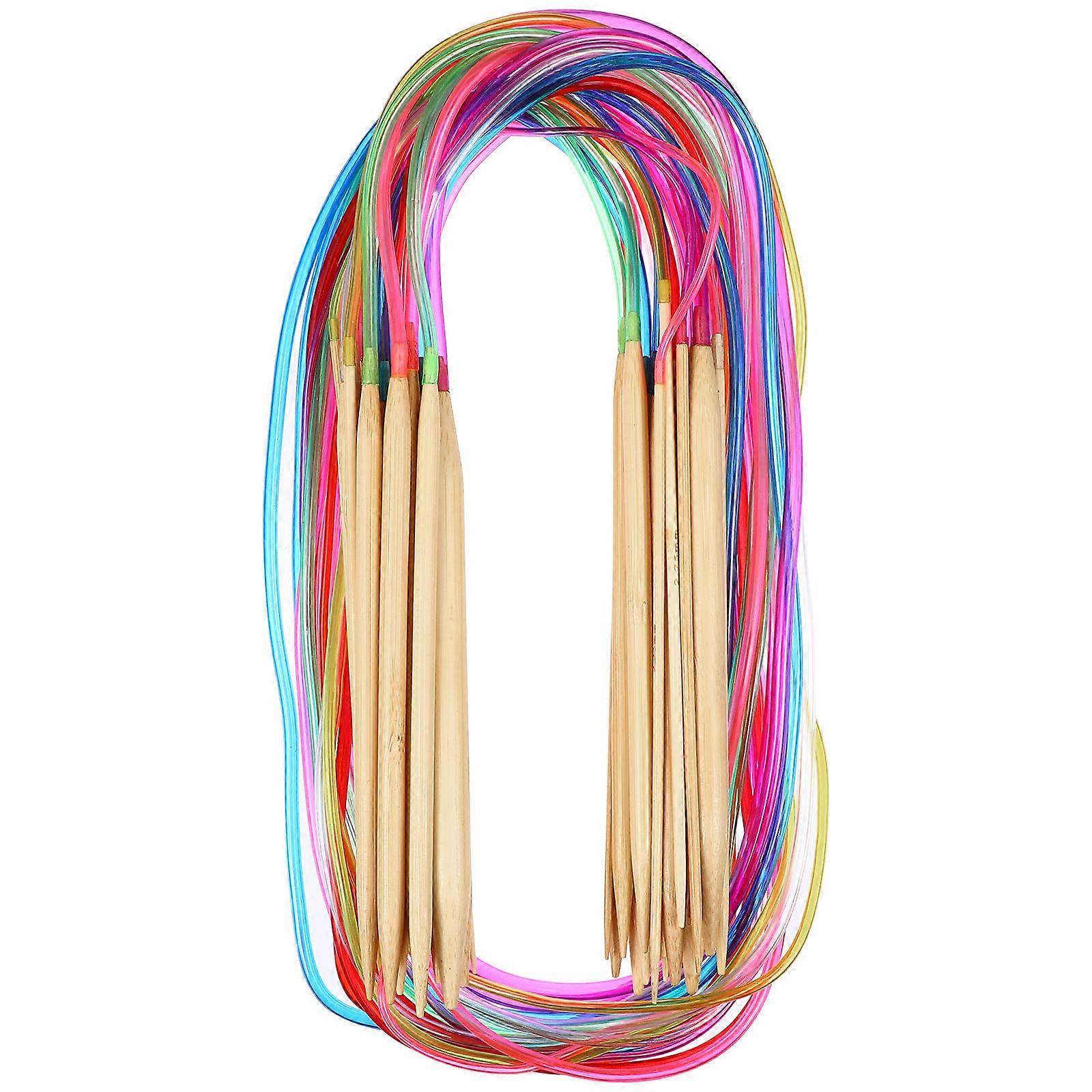 Assorted Color Circular Knitting Needles Bamboo Circular Knitting Needles for Weaving 18Pcs