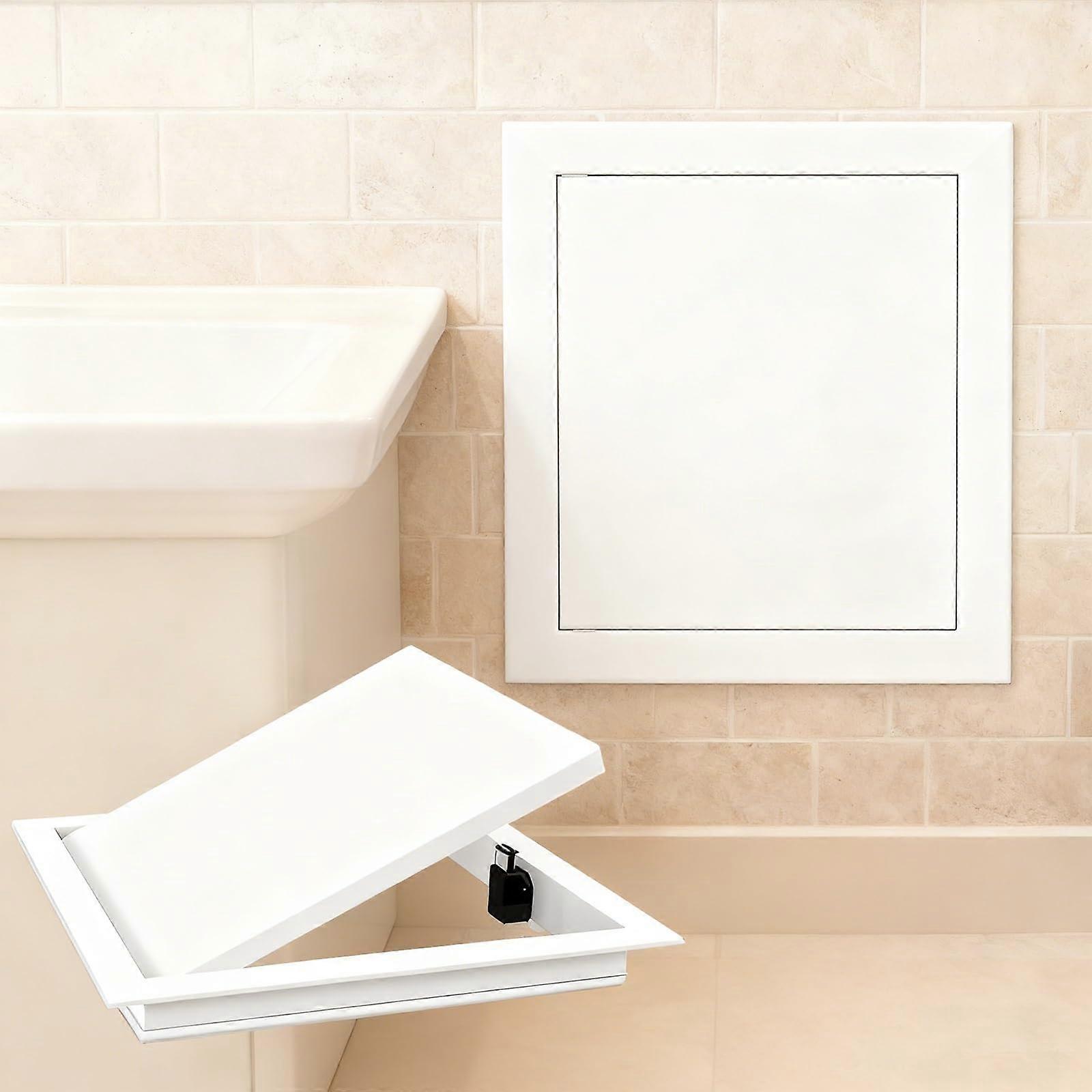 Surface Mounted Access Panel 10x10in White Bathroom Access Door, Push Button Plumbing and Electrical Hatch