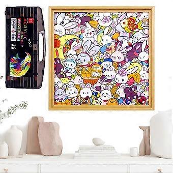 Wooden DIY Puzzle Picture Frame Rabbit Design, HandPainted 2 in 1 Creative Brain Challenge Gift for Kids and Adults
