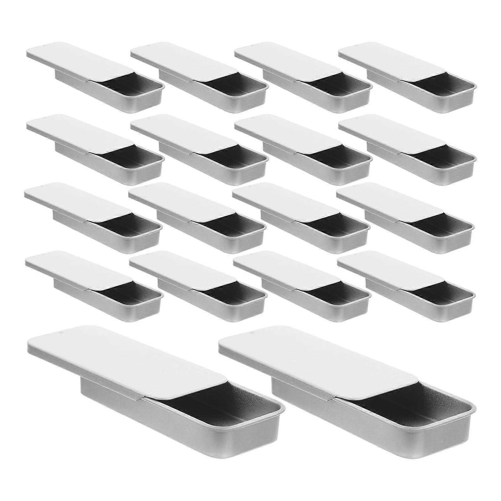 18pcs Mini Metal Tin Boxes 8cm Rectangular Slide Lid Small Storage Containers for Crafts