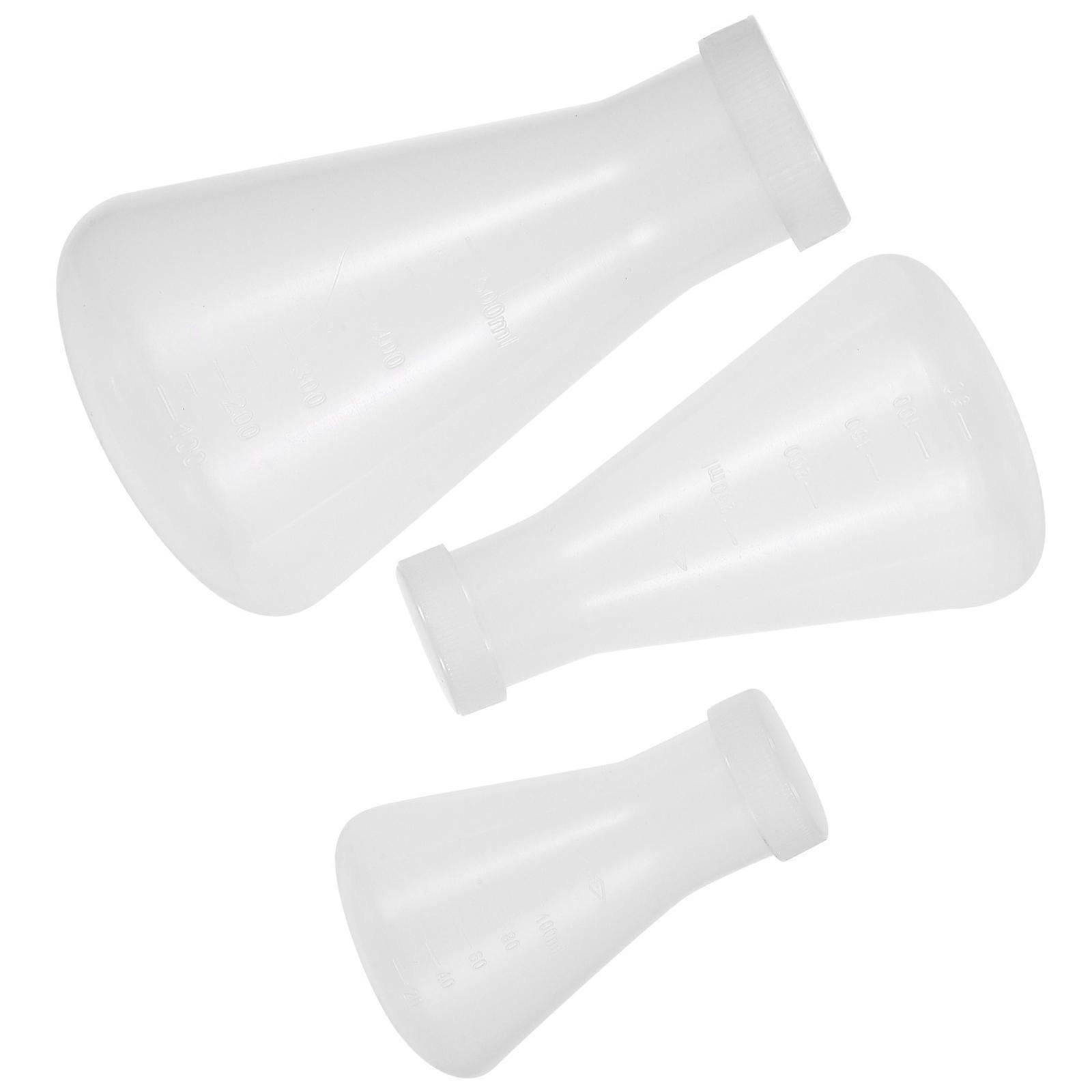 3pcs Plastic Erlenmeyer Flask Transparent Science Flask Practical Conical Flask