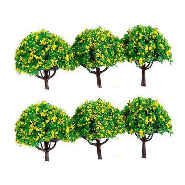 Landscape Tree Model 20Pcs Train Model Trees with Yellow Flowers