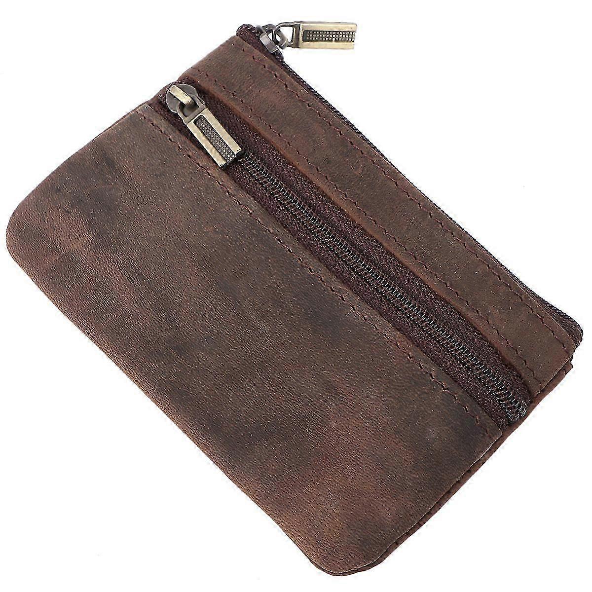 Change Purse Mini Rectangular Wallet Multifunctional Coin Storage Key Holder Dark Brown 1Pack