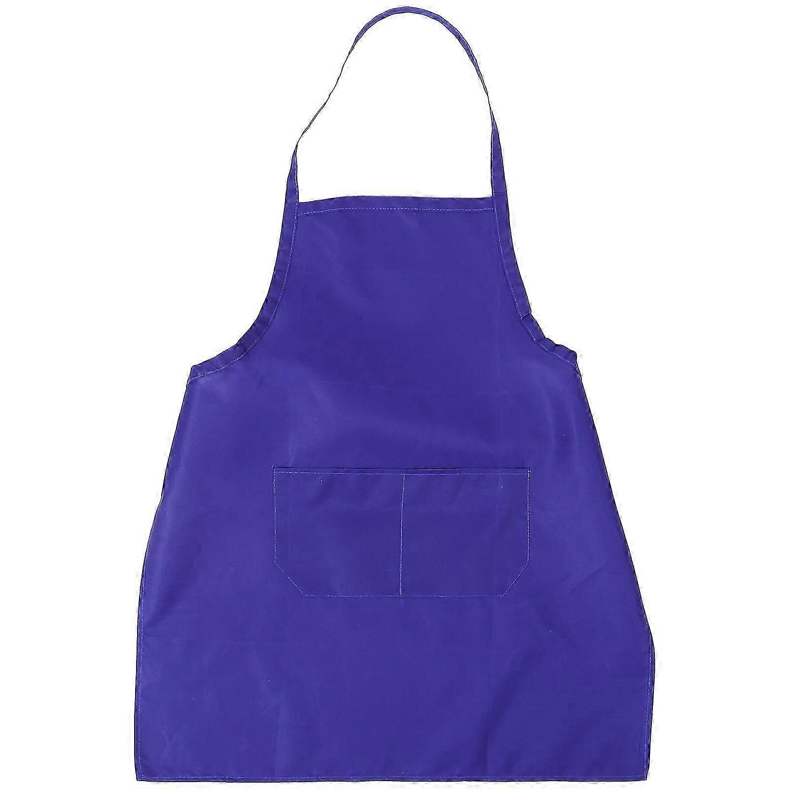 Blue Adjustable Bib Apron with Pockets for Kitchen Use 2-Pockets