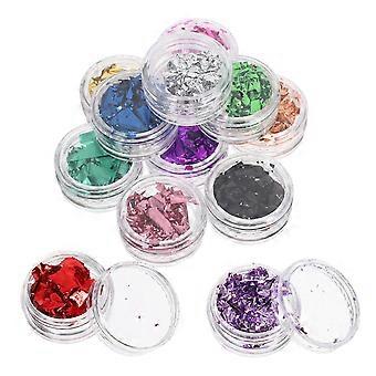 12szt Holograficzne Nail Art Cekiny: Syrenka Błyszczące Płatki Cienka Folia Paznokci Chunky Glitter Opalizujące Nieregularne Konfetti Dla Dziewczyn Kobiety Manicure Charm