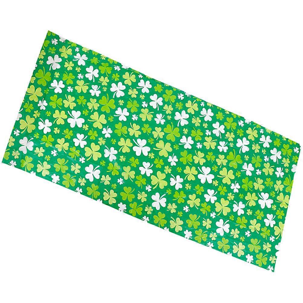 Green St Patrick's Day Tablecloth with Clover Pattern for