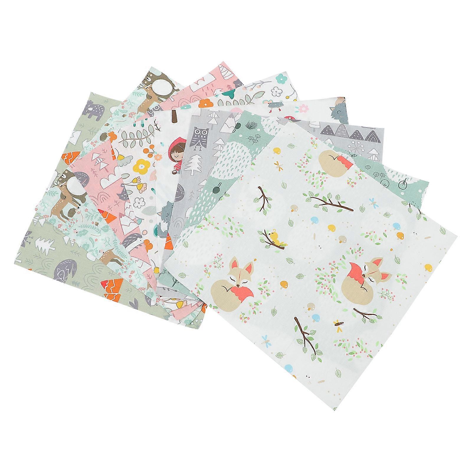 8Pcs Pretty Painted Fabric Sheet Patchwork Printing Cloth Material for DIY