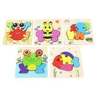 5 stücke Baby Puzzles Tier Geformt Bunte Druck Pädagogisches Hände Auf Puzzle Spielzeug