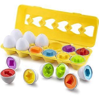 Shape and Color Matching Eggs - Easter Egg Toys - Perfect for Toddlers Toys - Great for Color and Shape Recognition Development - 12 Shaped Eggs-Yvan