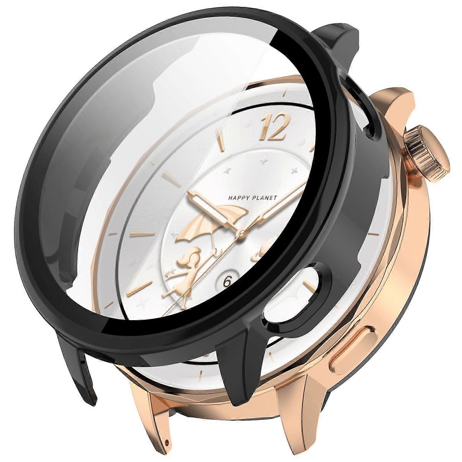For Oppo Watch X2 Plastic PC Smart Case + Tempered 9H Hard Glass Black