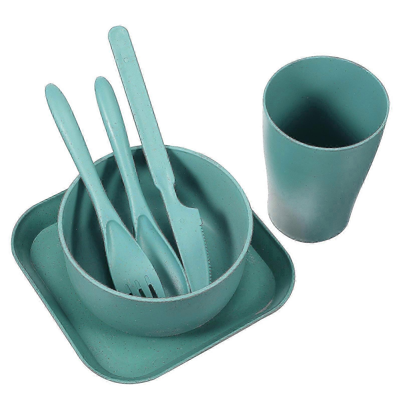 1 Set Wheat Straw Tableware Set Unbreakable Dinnerware Kitchen Cutlery Set