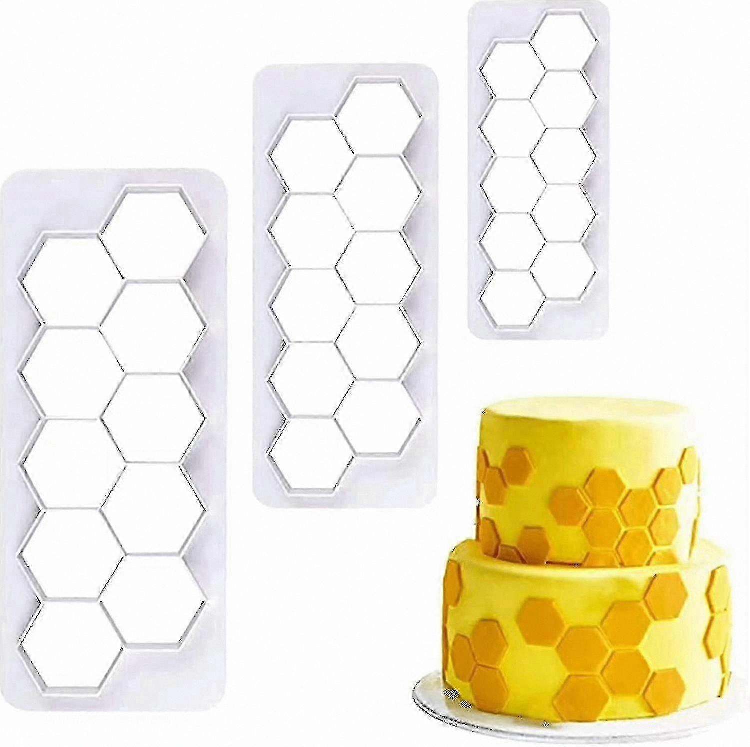 Cake Decorating Hexagon Cookie Cutters, 3 Sizes
