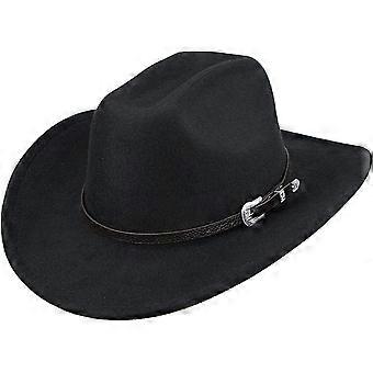 Klassieke Zwarte Westerse Gevoelde Roll Up Brim Cowboy En Cowgirl Hoed voor Vrouwen en Heren - Decoratie