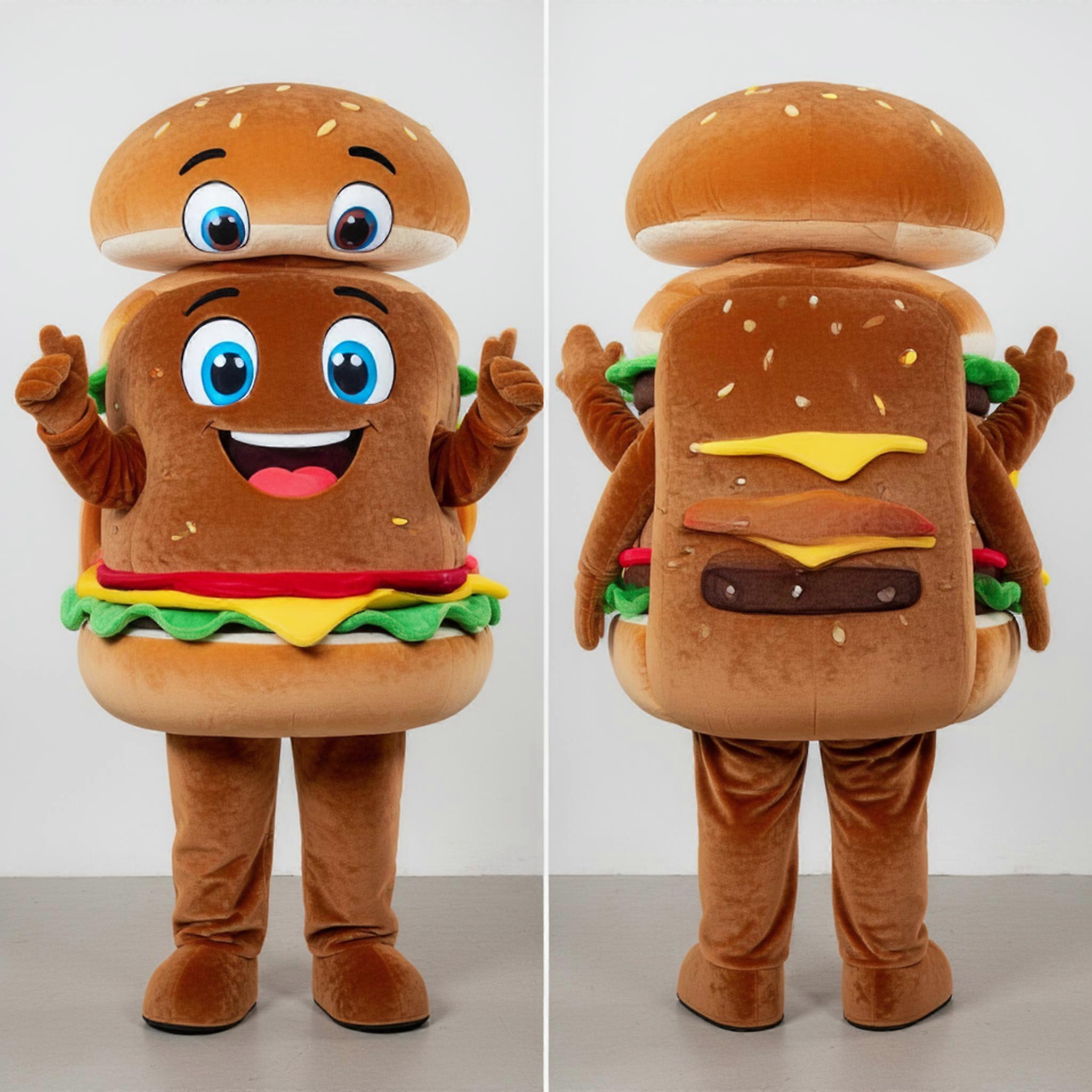 MASTICOT Toasted Brown Cartoon Hamburger Mascot