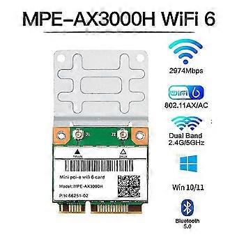 WiFi 6 MPE-AX3000H 2974Mbps Wireless Half Mini PCI-E Wifi Card Bluetooth 5.0 Dual Band 2.4G/5G Wlan Network Card Adapter