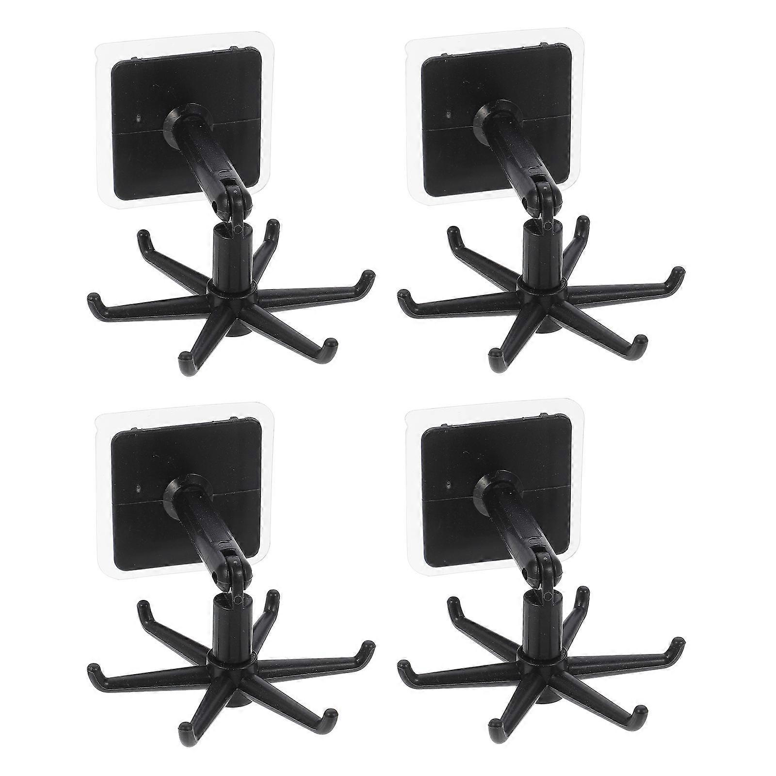 ABS Kitchen Utensil Hanger Rack for Rotatable Storage 4Pcs Black Set