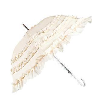 Vintage Lace Umbrella Ivory White Bridal Parasol 1920s Style Sunshade with Curved Handle for Wedding Photos