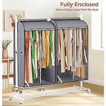 Capa para pendurar roupas de 43 polegadas, totalmente fechada, para casacos e outros itens de vestuário, ideal para guardar roupas no armário. Possui uma grande janela transparente e três zíperes. (Rack)