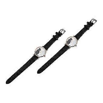 2 Pcs Women Casual Wrist Watches With Cat Pattern Belt