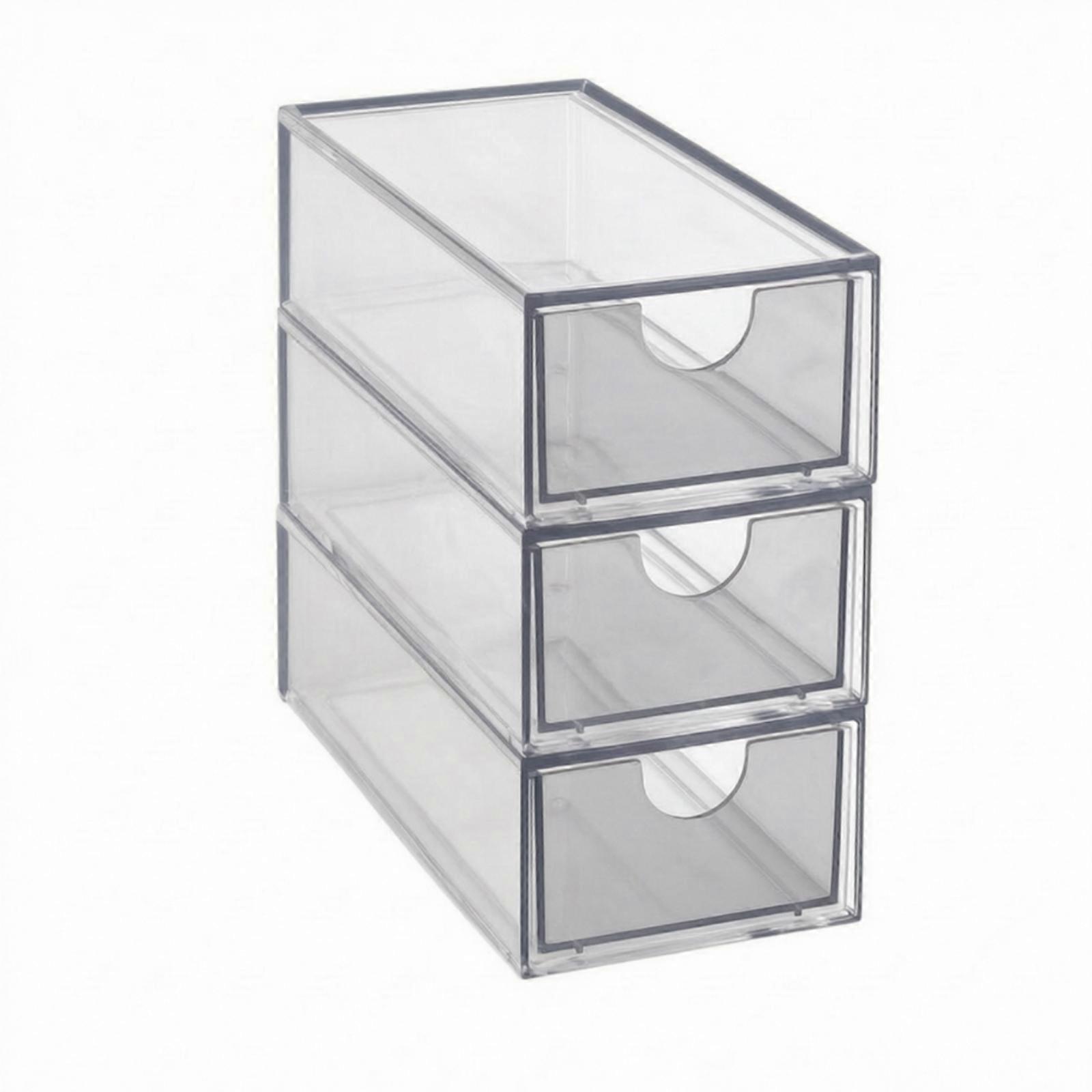 3 Pieces Eyewear Storage Box with Drawers Stackable Drawer Organizer Compact