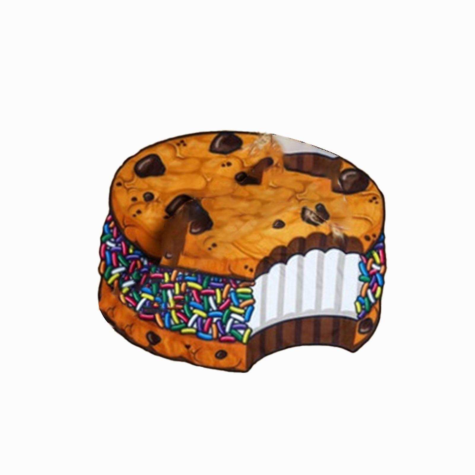 Round Beach Mat Polyester Super Soft Absorbent Large Quick Drying Pizza Donut Pattern-D