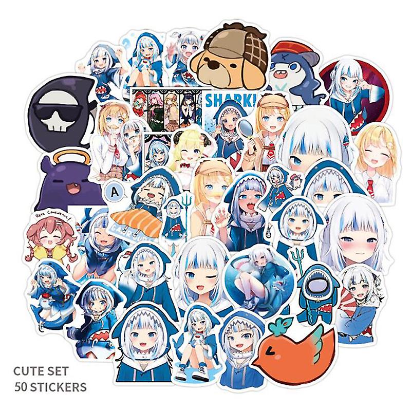 50pcs/pack Hololive Vtuber Virtual Anchor Shark Phone Suitcase Graffiti Stickers