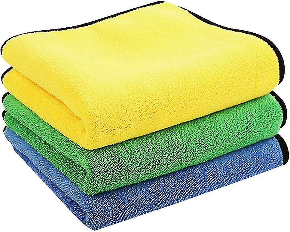 Car Microfiber Cloths 3 Pack, 60 X 30cm Ultra Absorbent Microfiber Towels - Quick Drying, Reusable For Cl