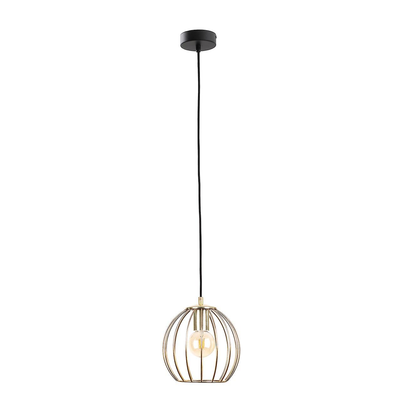 Globe Wire Frame Pendant Ceiling Light Black, Gold, 15cm, 1x E27