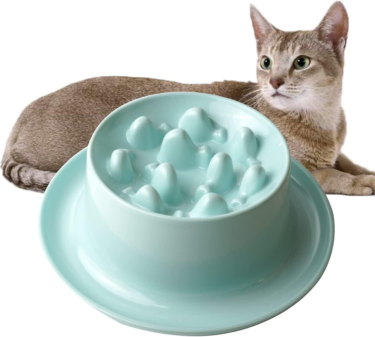 Cat Feeding Bowl, Funny Pet Feeding Bowl Stopper Raised Cat Bowl, Interactive Bloat Stops Cat Feeding, Lasting and Prevents Obesity Improves Digestion