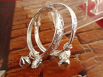 Silver Baby Kid Bell Bracelet Bangle Lucky