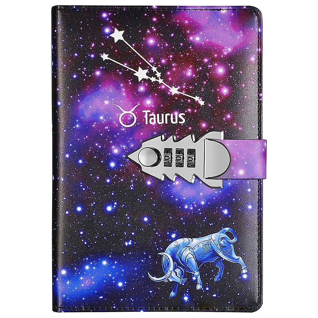 A5 Lockable Diary, Constellation Travel Journal, PU Leather Password Notebook