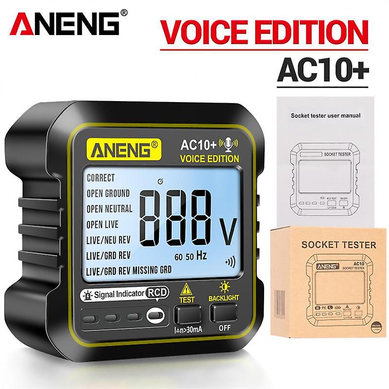 Aneng Ac10 Voice Edition Socket Tester Plug Detector Zeroline Plug Polarity Phase Check Phase Detector Multimeter Digital Tester
