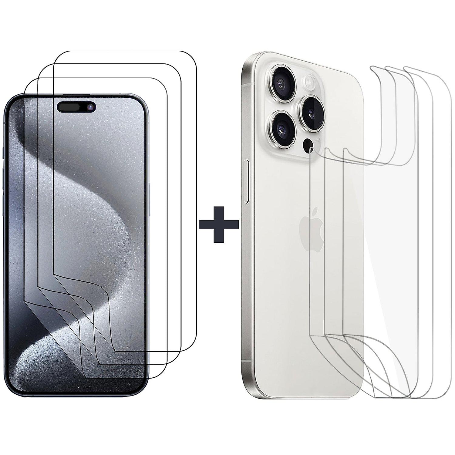 3 Set Soft Pet Film Screen Protector For Apple Iphone 15 Pro Front And Back