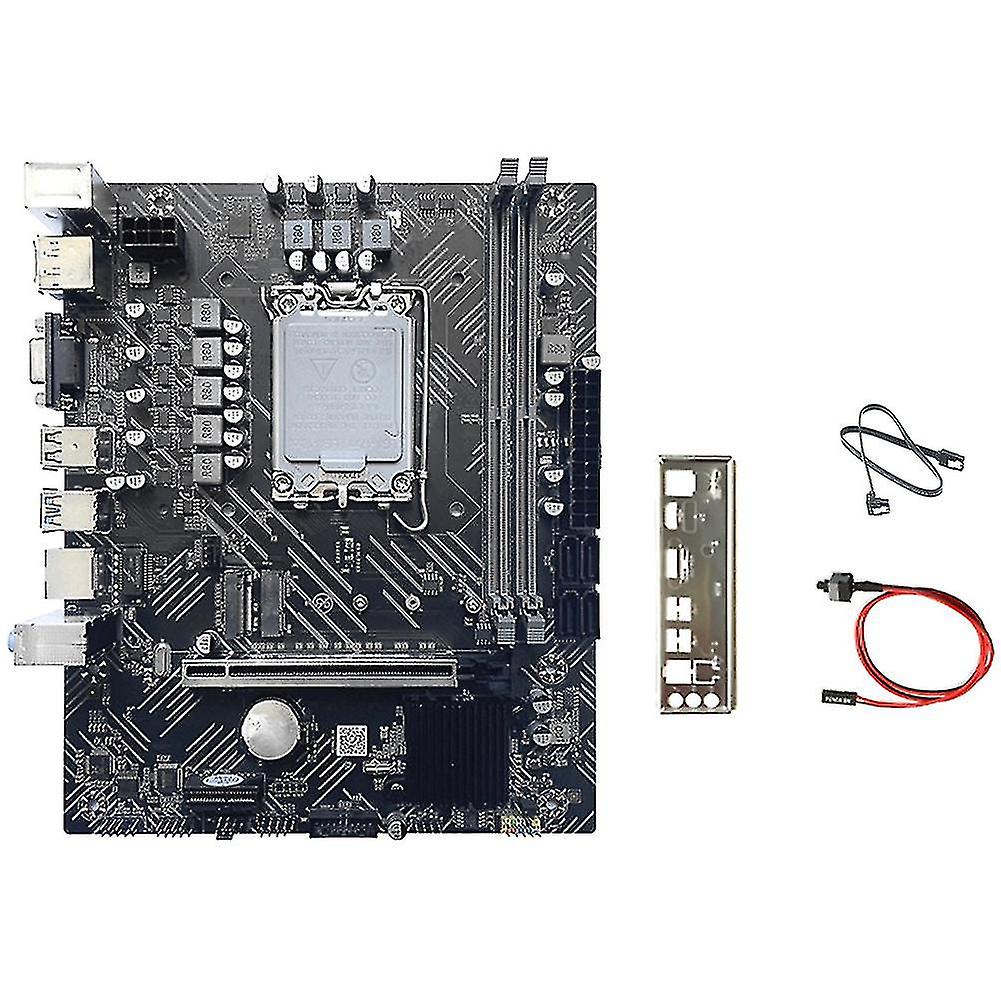 H610 Motherboard+sata Cable+switch Cable+baffle Lga1700 Ddr4 Gigabit Lan For G6900 G7400 I3 12100 I