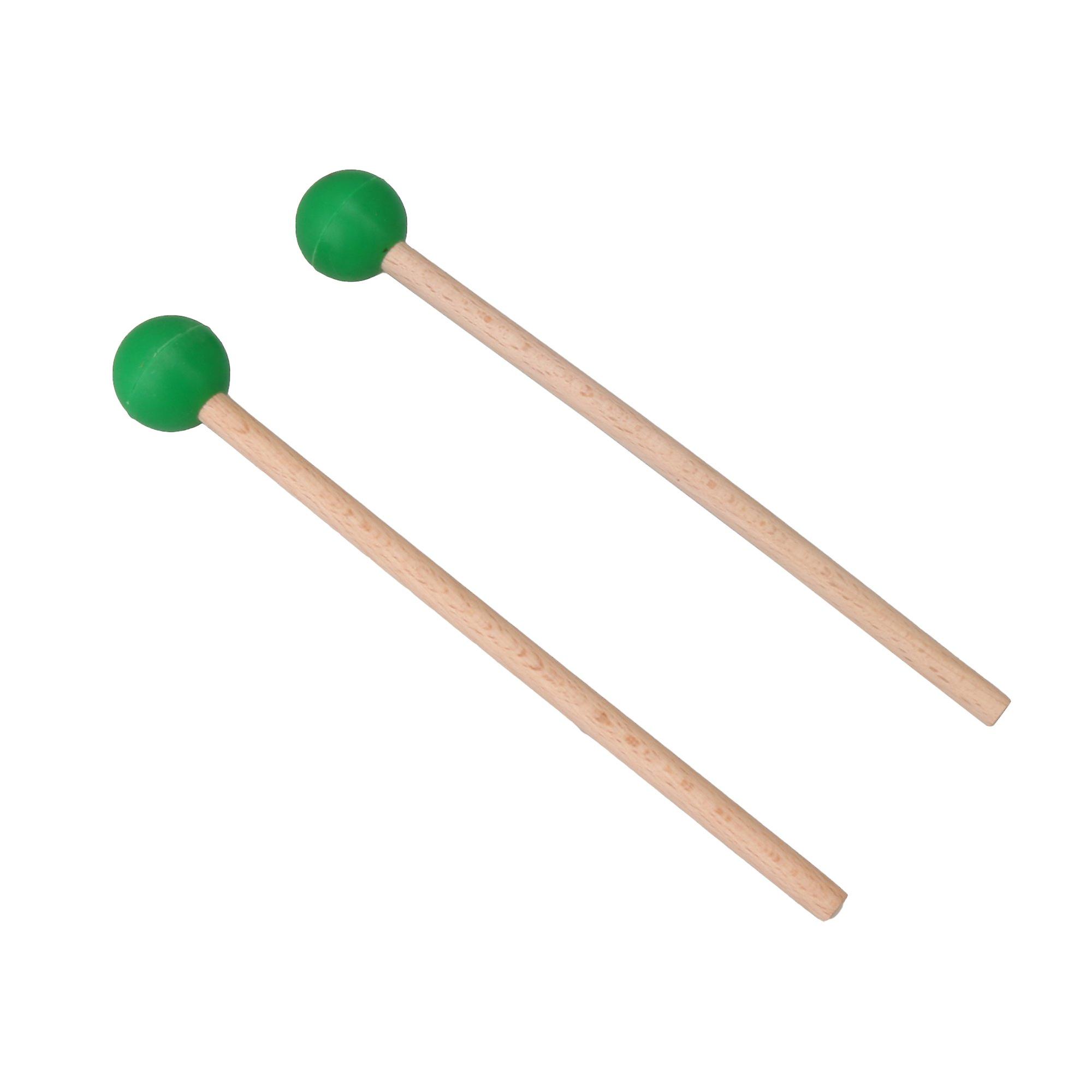 2Pcs Green Rubber Head Marimba Mallest Percussion Sticks Instrument Part