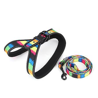 Tuta con corda di trazione per imbracatura per cani da compagnia con bordo riflettente per cani di tutte le taglie A prova di esplosione (set coloful M)