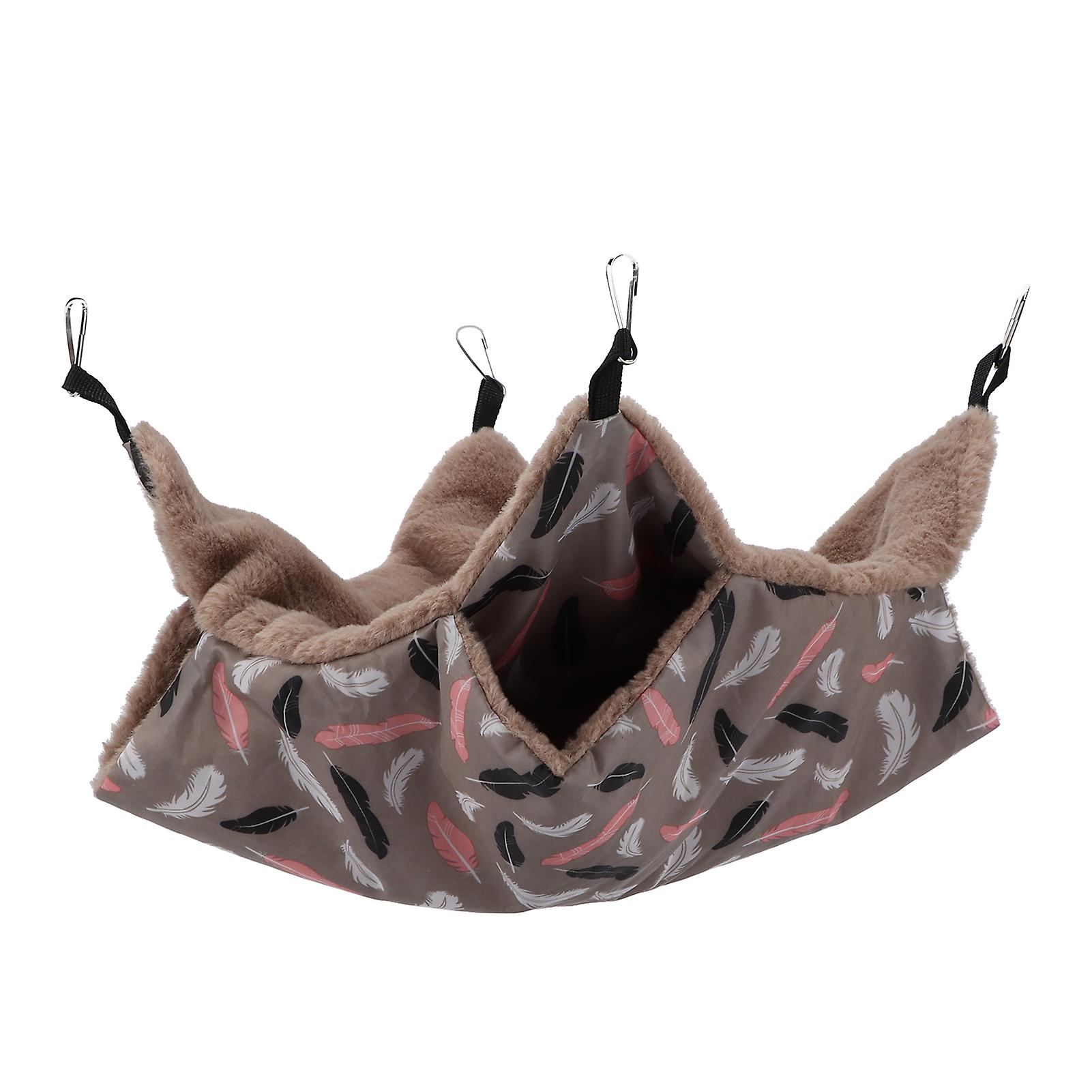 Small Pet Double Layer Hammock Soft and Comfortable Hamster Hanging Warm Bed with Fixed Metal Hook