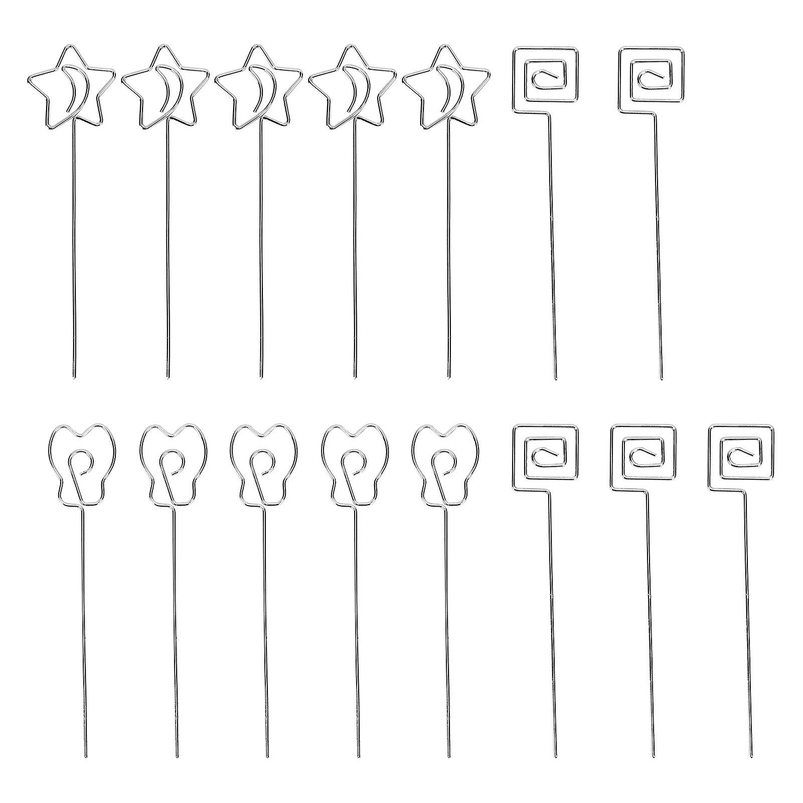 15pcs Table Number Holder Cute Shape Electroplating Process Practical Photo Stand for Office Anniversary Party