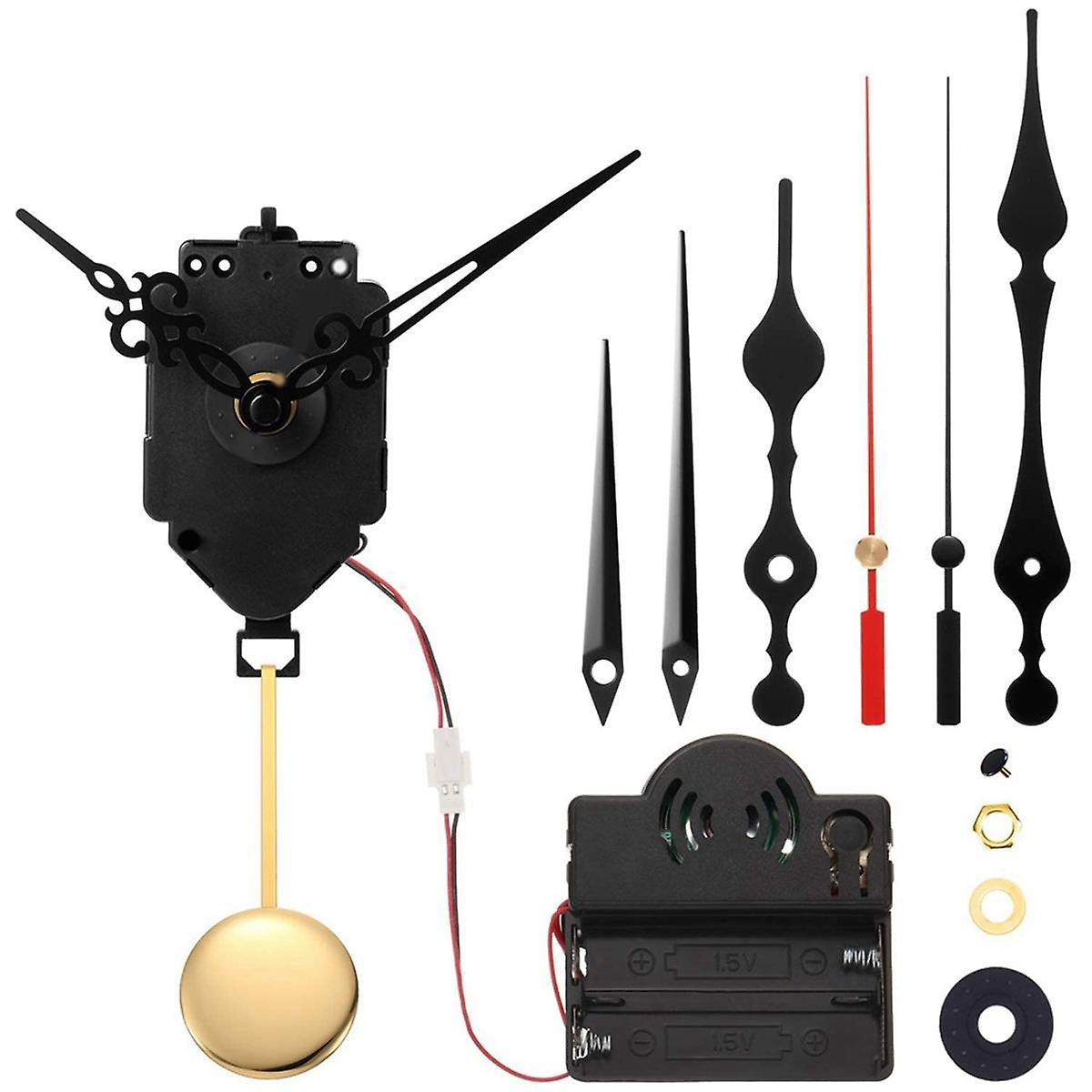 Quartz Pendulum Trigger Clock Movement Chime Melody Mechanism Clock Kit with 3 Pairs of Hands