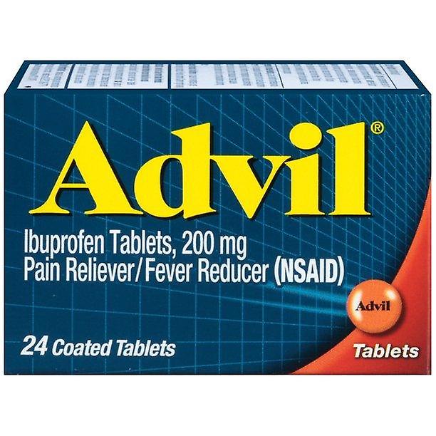 Advil Coated Tablets Pain Reliever And Fever Reducer, Ibuprofen 200mg, 24 Count