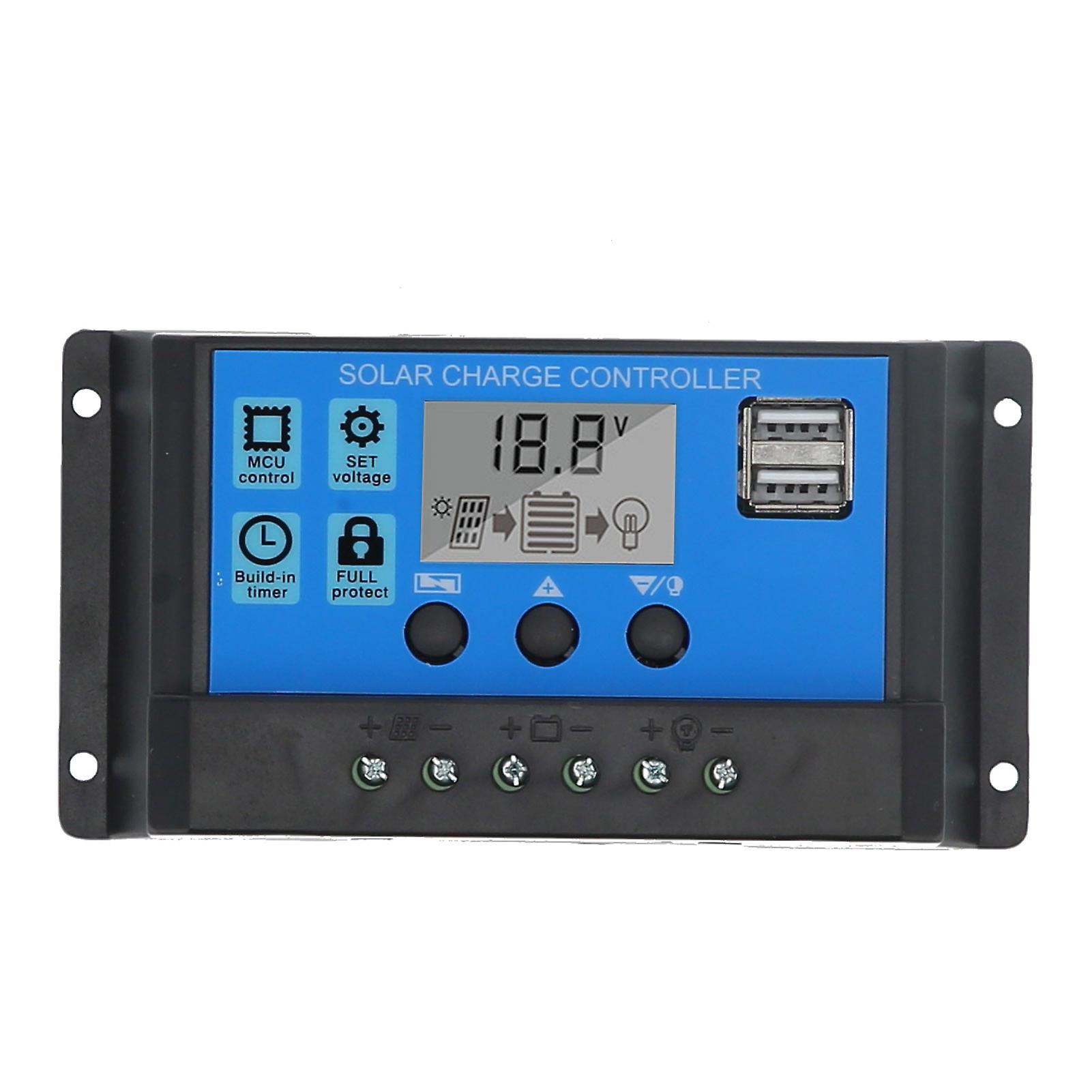 10A 12V 24V 2‑Way MOS Solar Charge Controller Solar Panel Controller PWM 3 Stage Battery Regulator