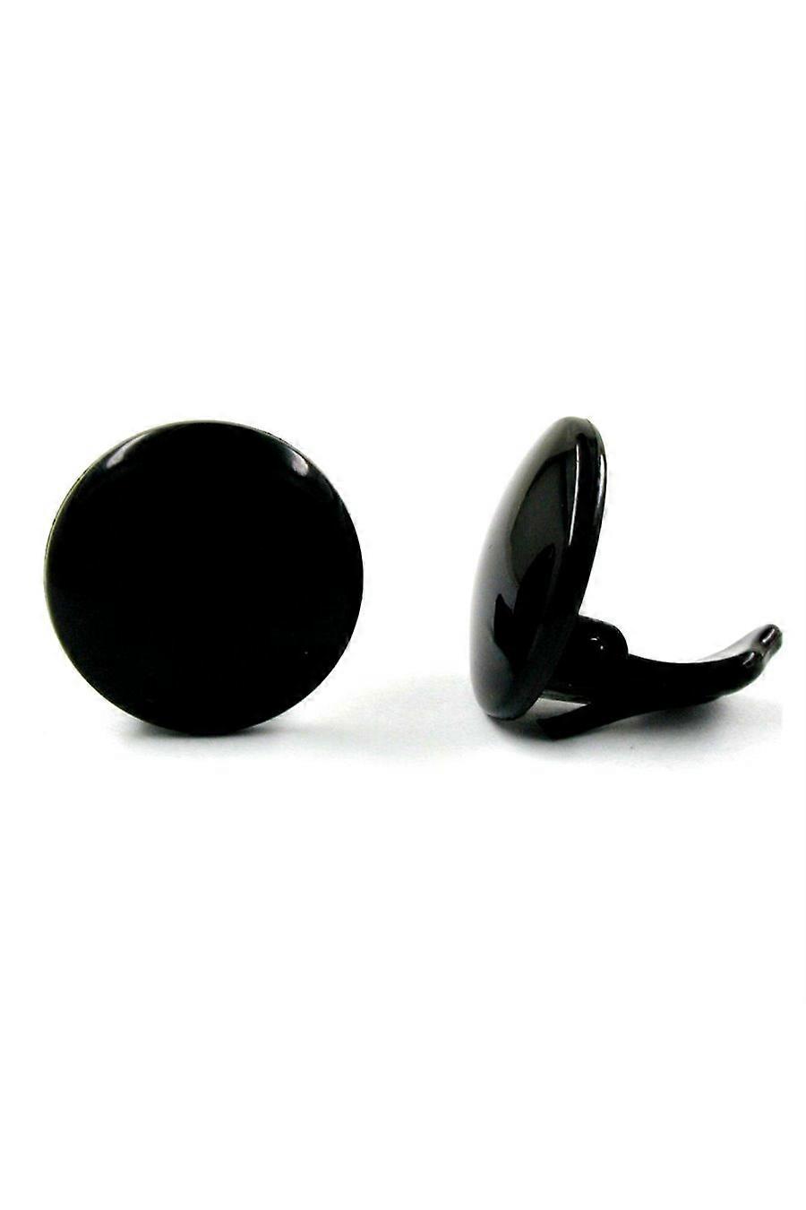 Clip-on Earring Round Black Plastic - Gl01734