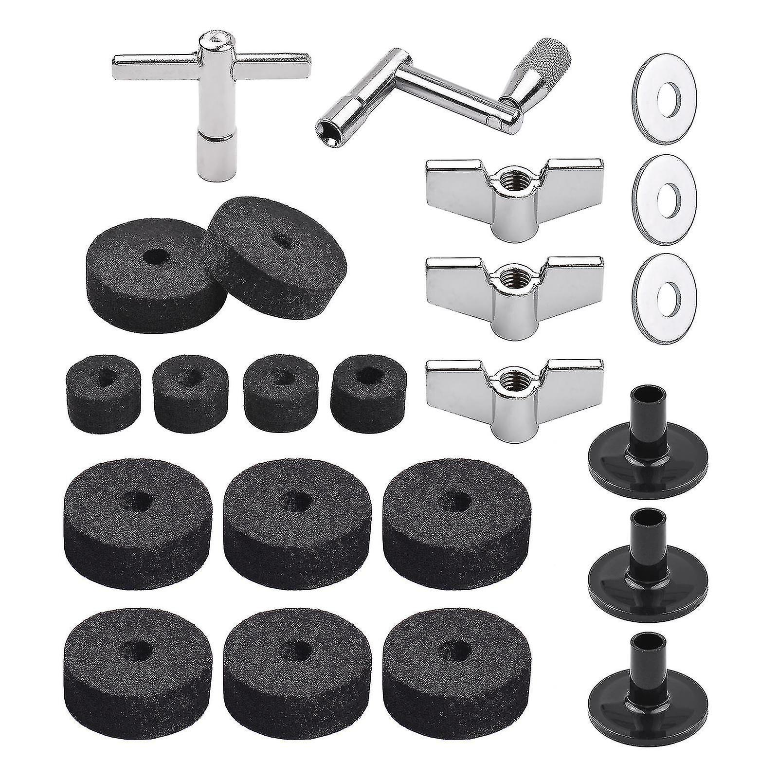 23pcs Cymbale Remplacement Accessoires Pièces De Tambour Avec Cymbale Stand Feutres Tambour Cymbale Feutre Pads