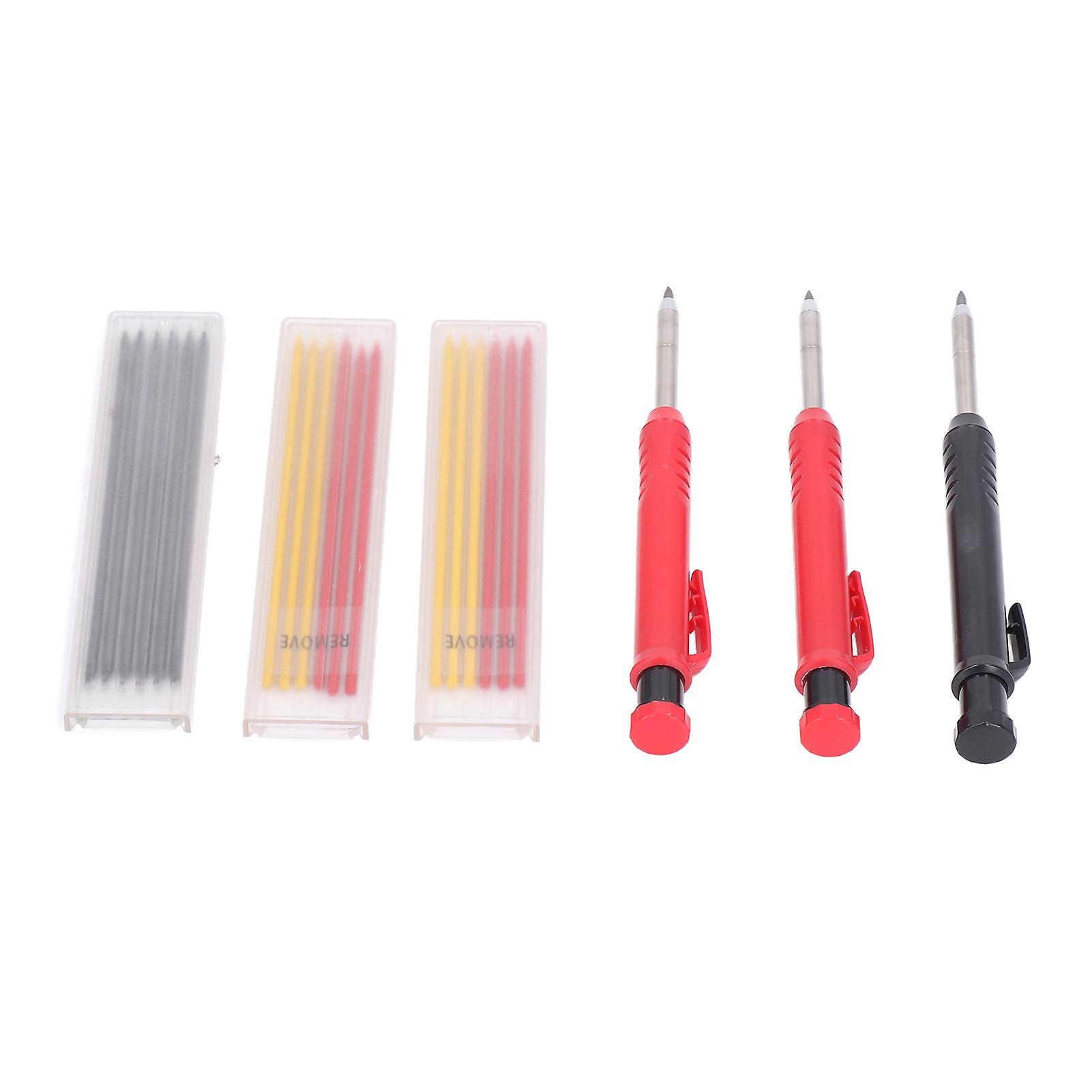 Solid Carpenter Pencil Set met Refill Long Nosed Deep Hole Mechanical Marker Marking Tool