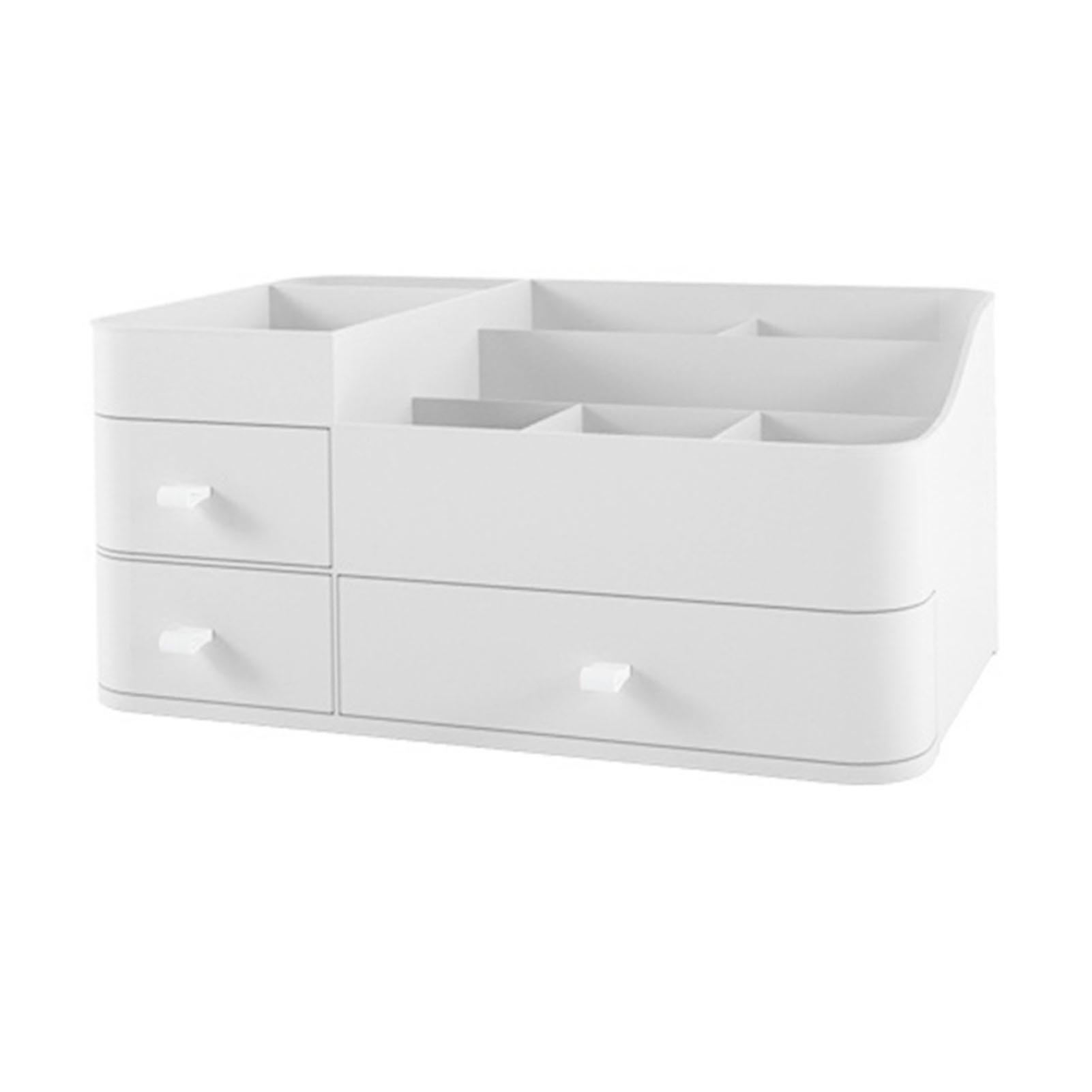 Cosmetic Organizer Plastic Waterproof with Drawers Makeup Display Case for Home Use White 