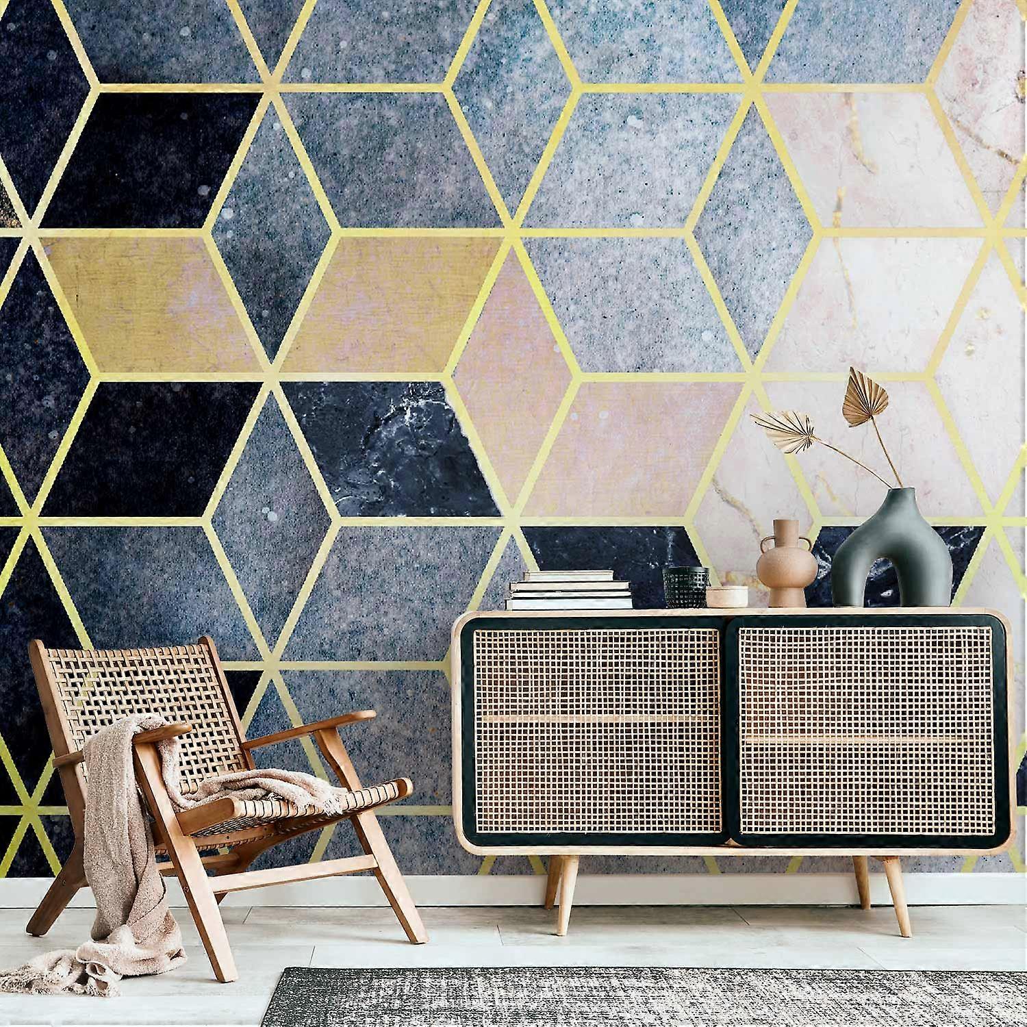 Mural de Parede Autoadesivo - Padrão Geométrico Azul