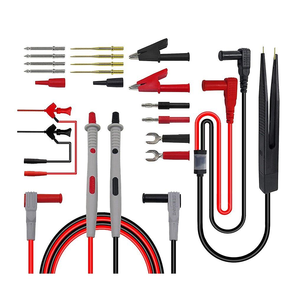 Multi-meter Test Probe Test Leads Kit With Tweezers To Banana Plug Cable Replaceable Needles Digital Multimeter Feeler
